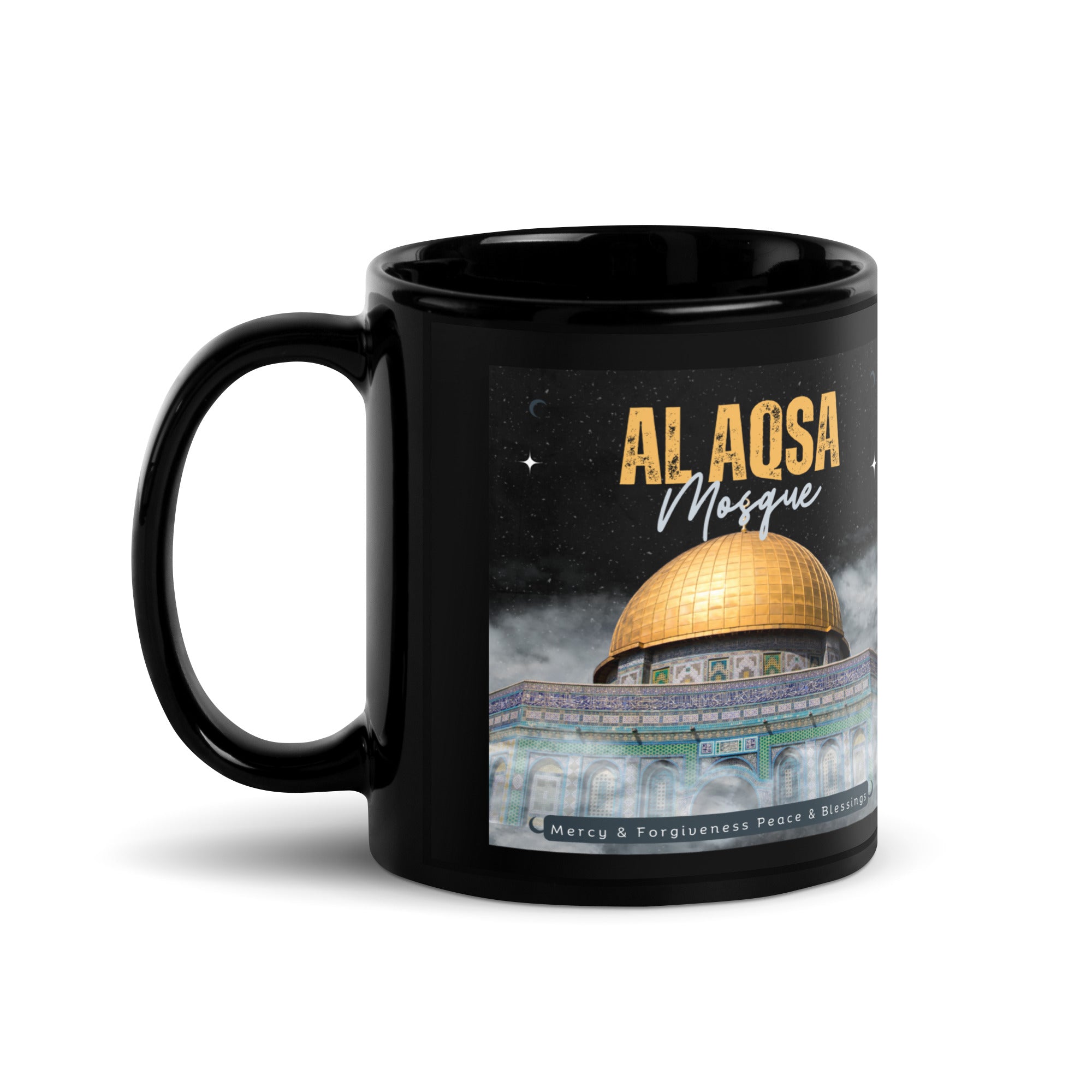 Al Aqsa Black Glossy Mug