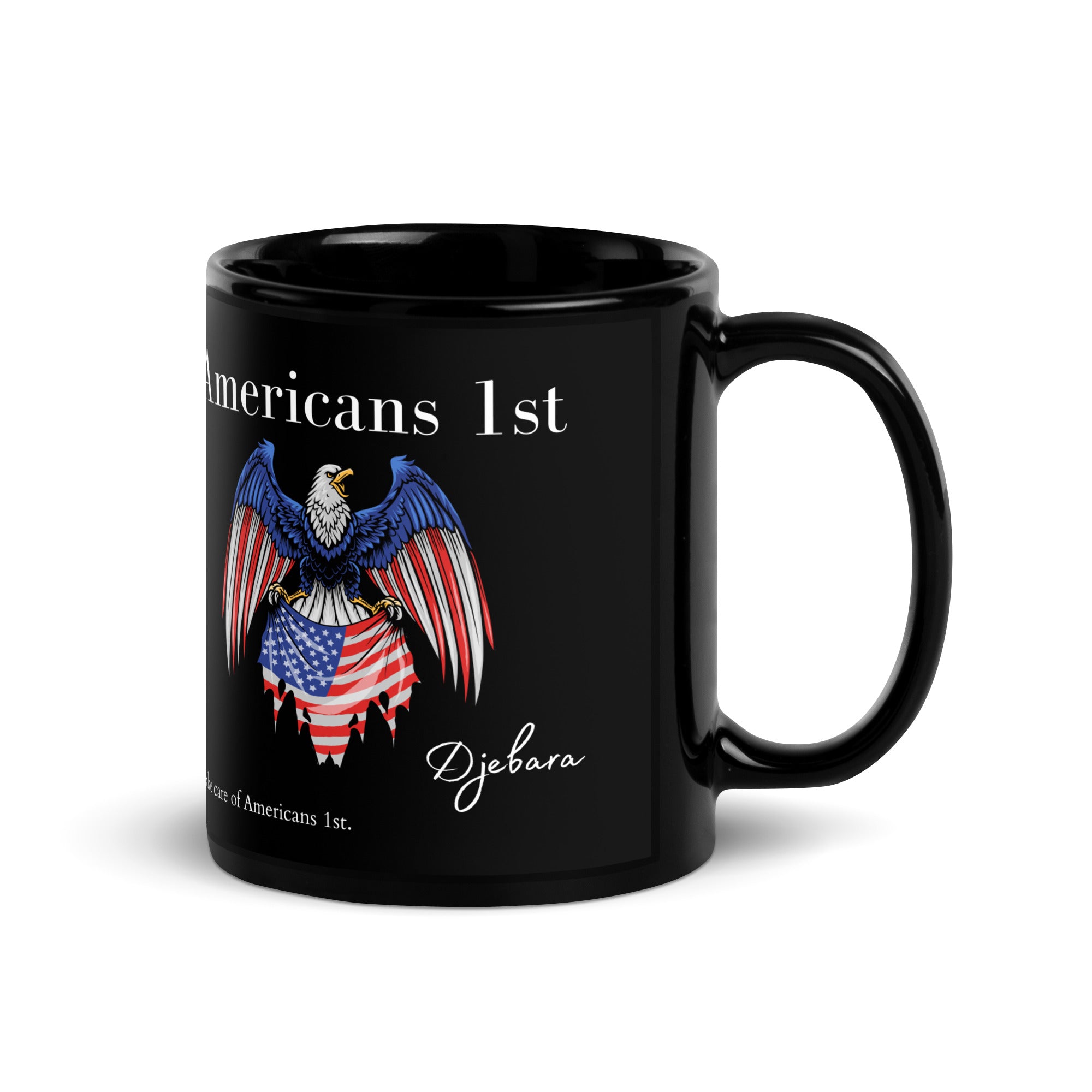 Americans 1st Eagle Black Glossy Mug