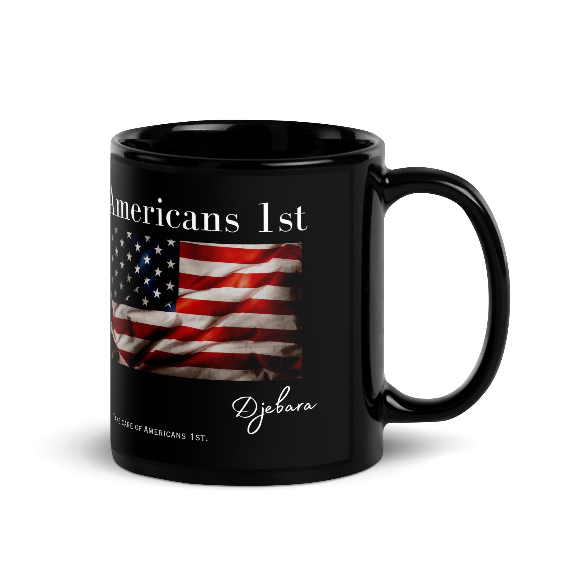 Americans 1st Black Glossy Mug