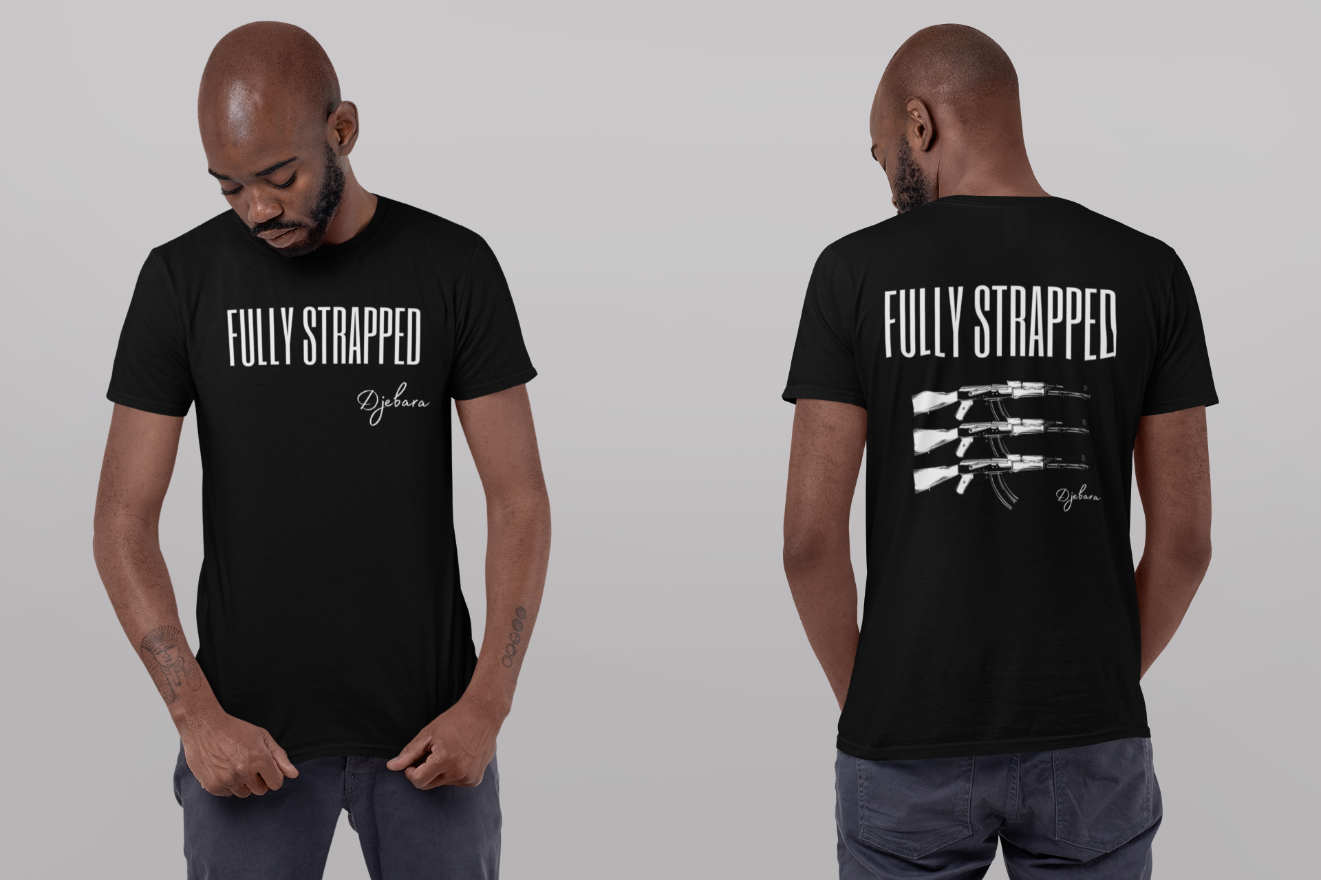 Black FULLY STRAPPED Front & Back Short-Sleeve Unisex T-Shirt S-3XL