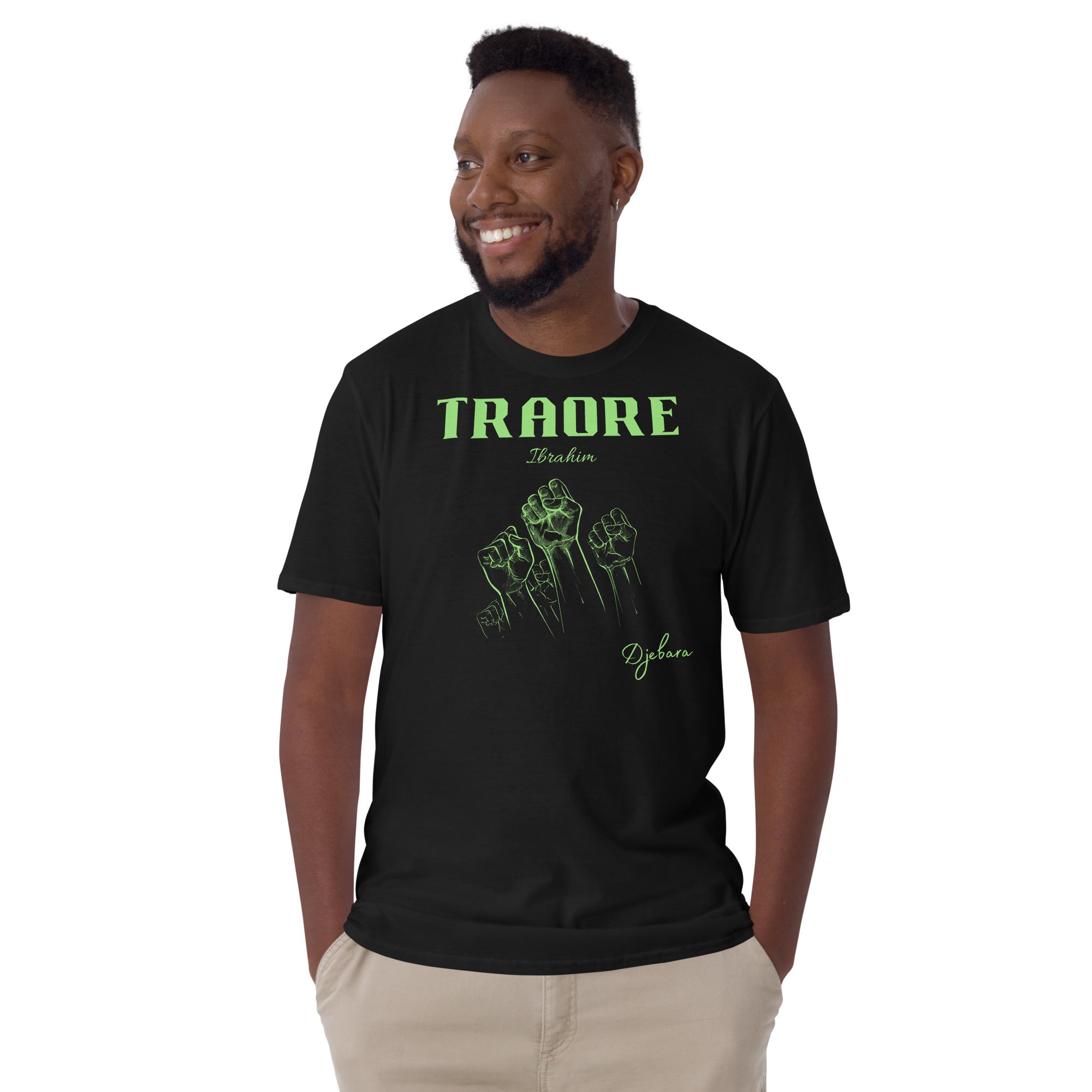 Black Traore Short-Sleeve Gildan Unisex T-Shirt (Green) S-3XL