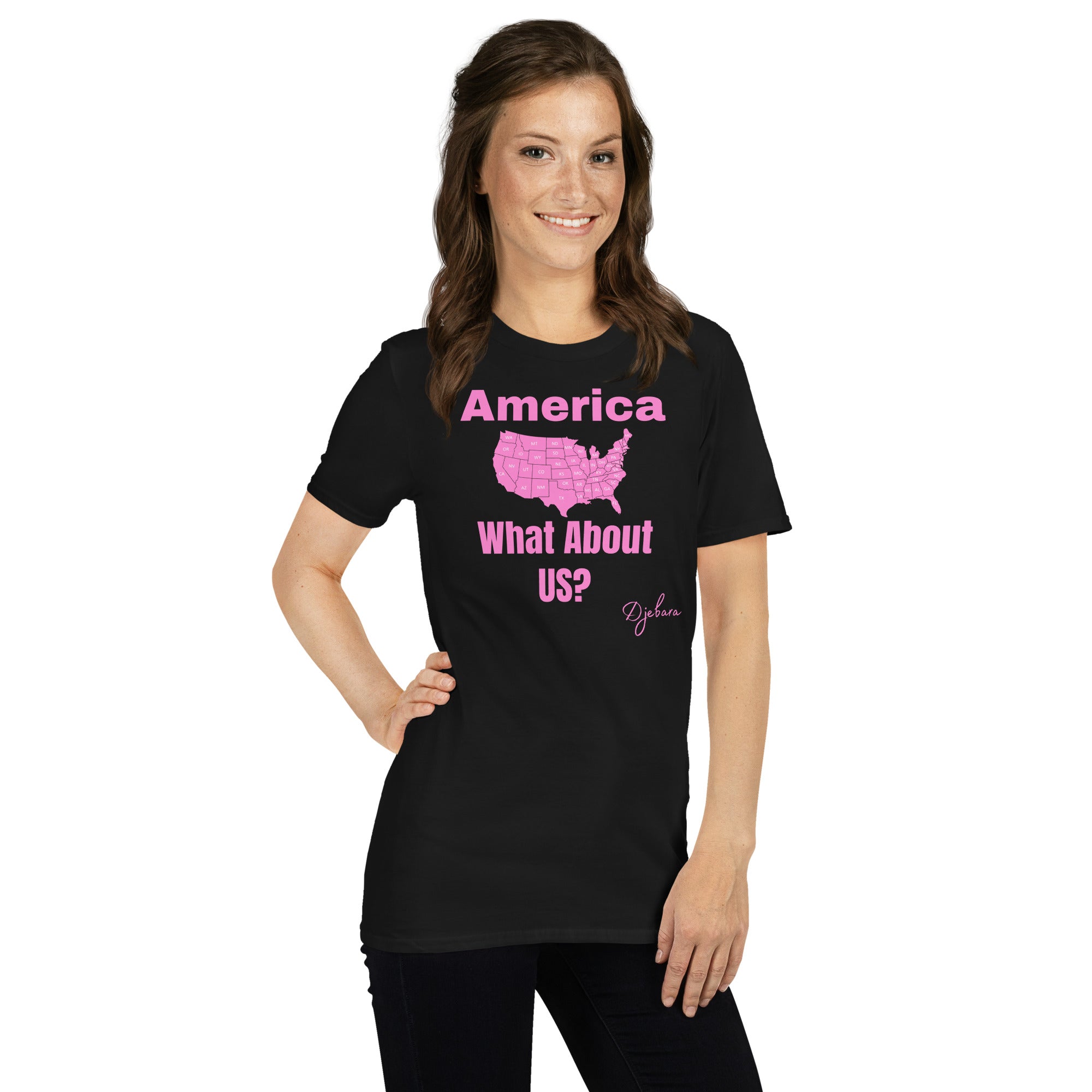 What About US? Short-Sleeve Gildan Unisex T-Shirt (Pink) S-3XL