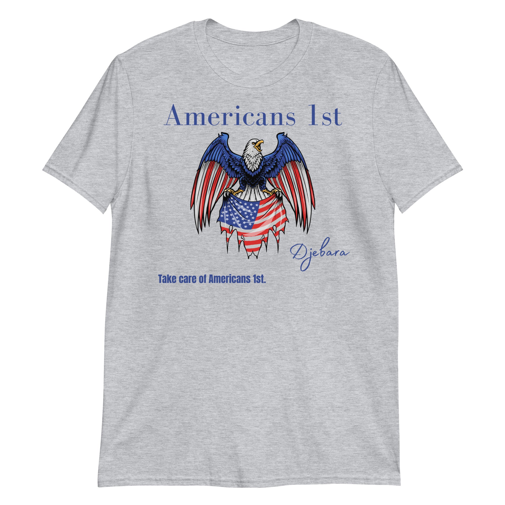 Sport Grey Americans 1st Short-Sleeve Gildan Unisex T-Shirt (Eagle) S-3XL