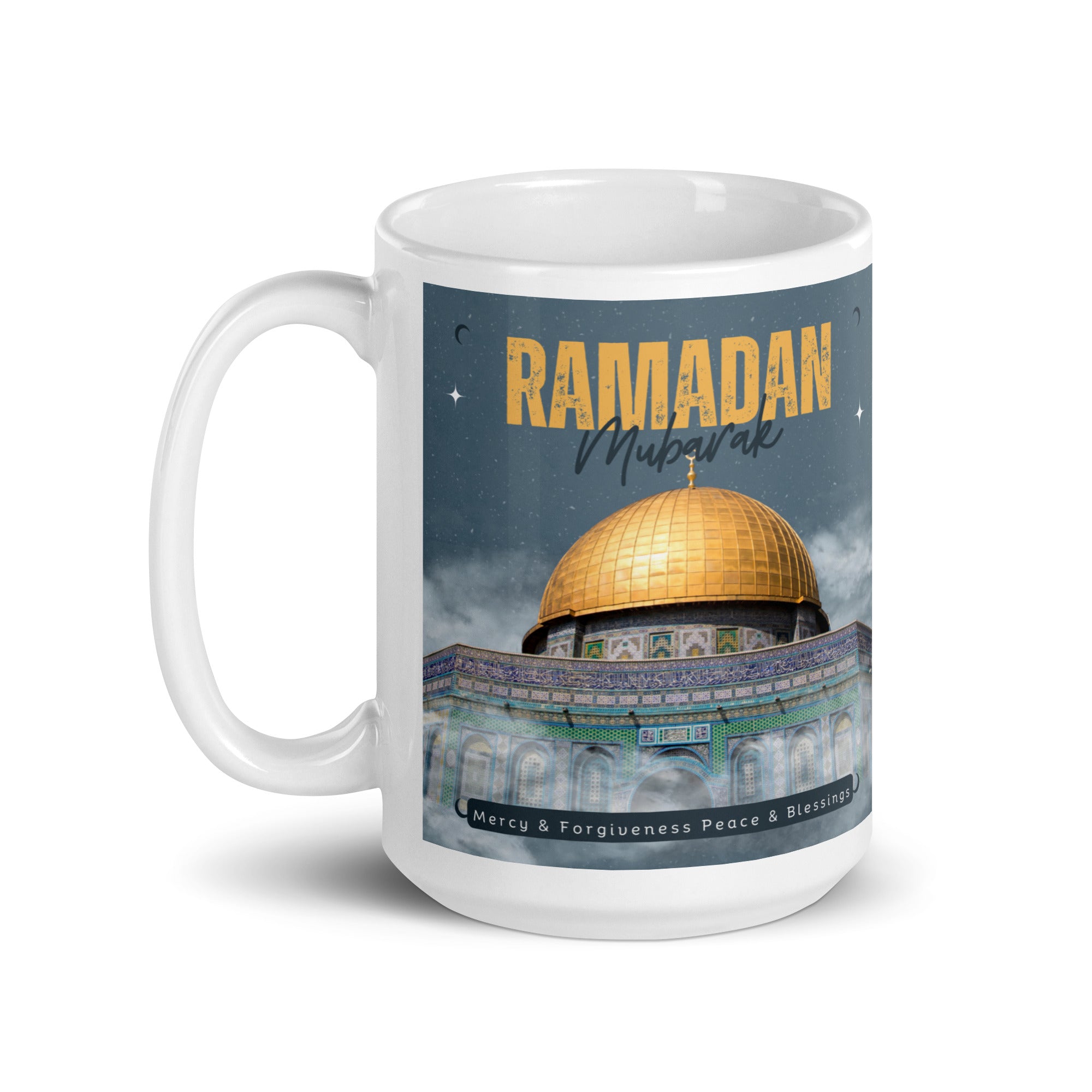 Ramadan Mubarak White Glossy Mug Jerusalem