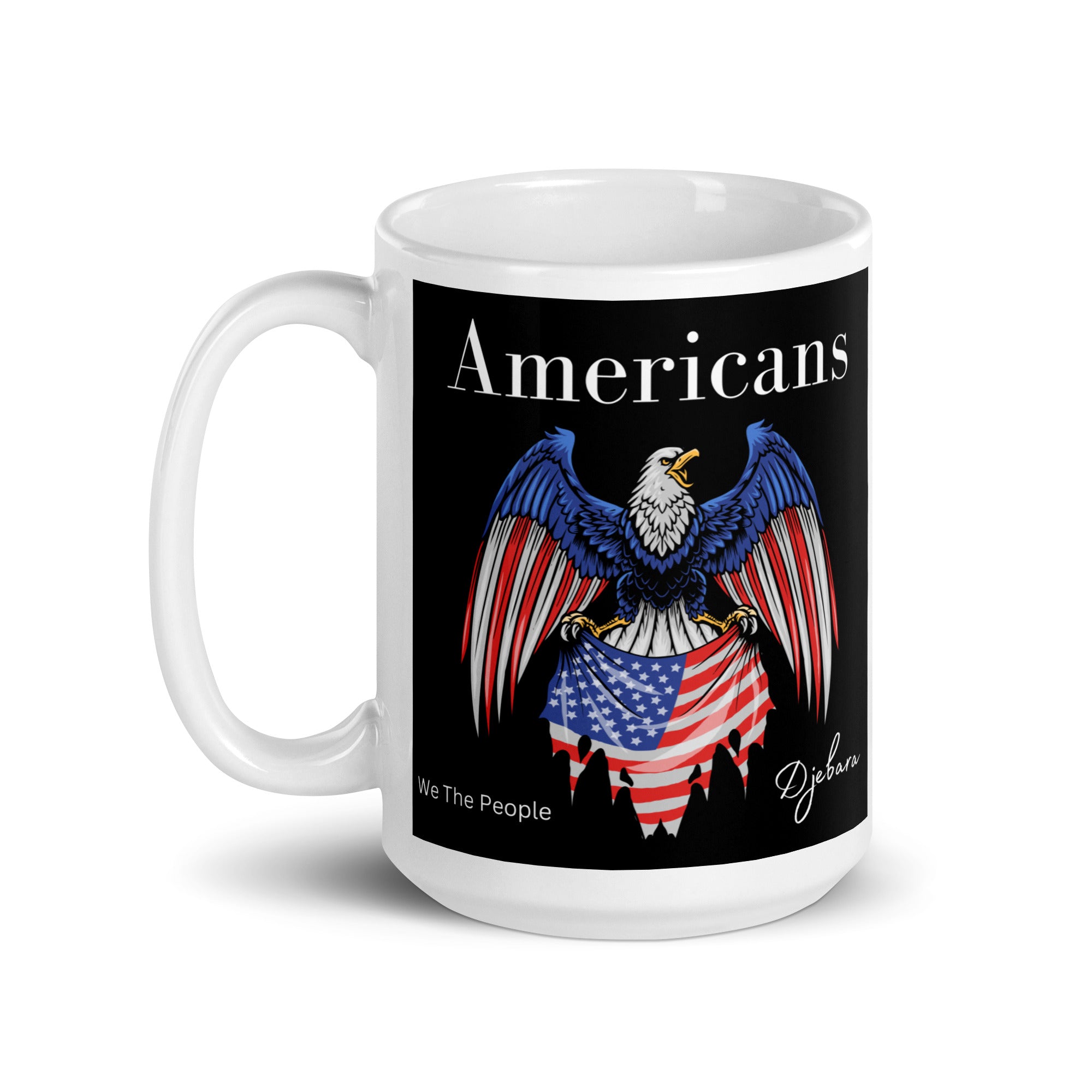 Americans We The People Eagle Flag White Glossy Coffee Mug