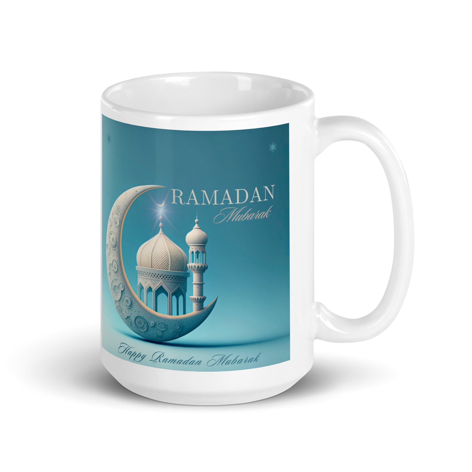 Ramadan Mubarak Crescent White Glossy Mug