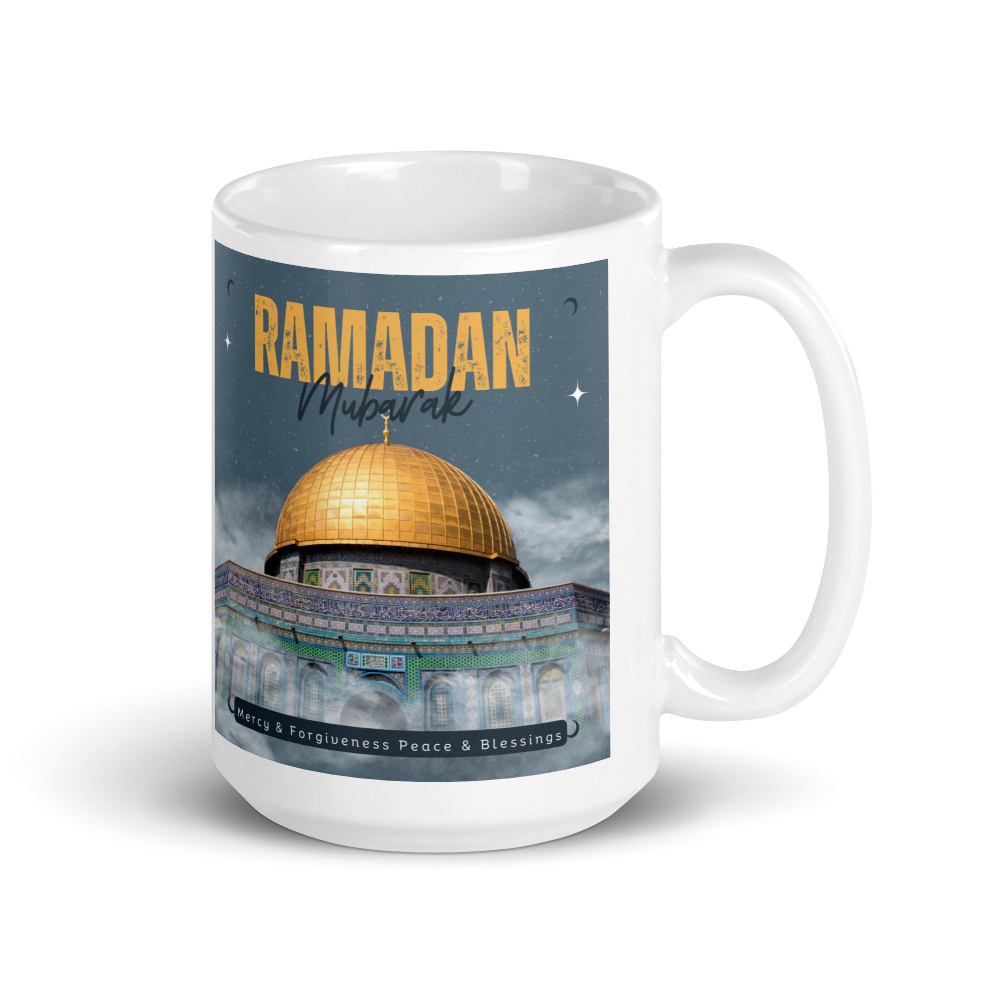 Ramadan Mubarak White Glossy Mug Jerusalem