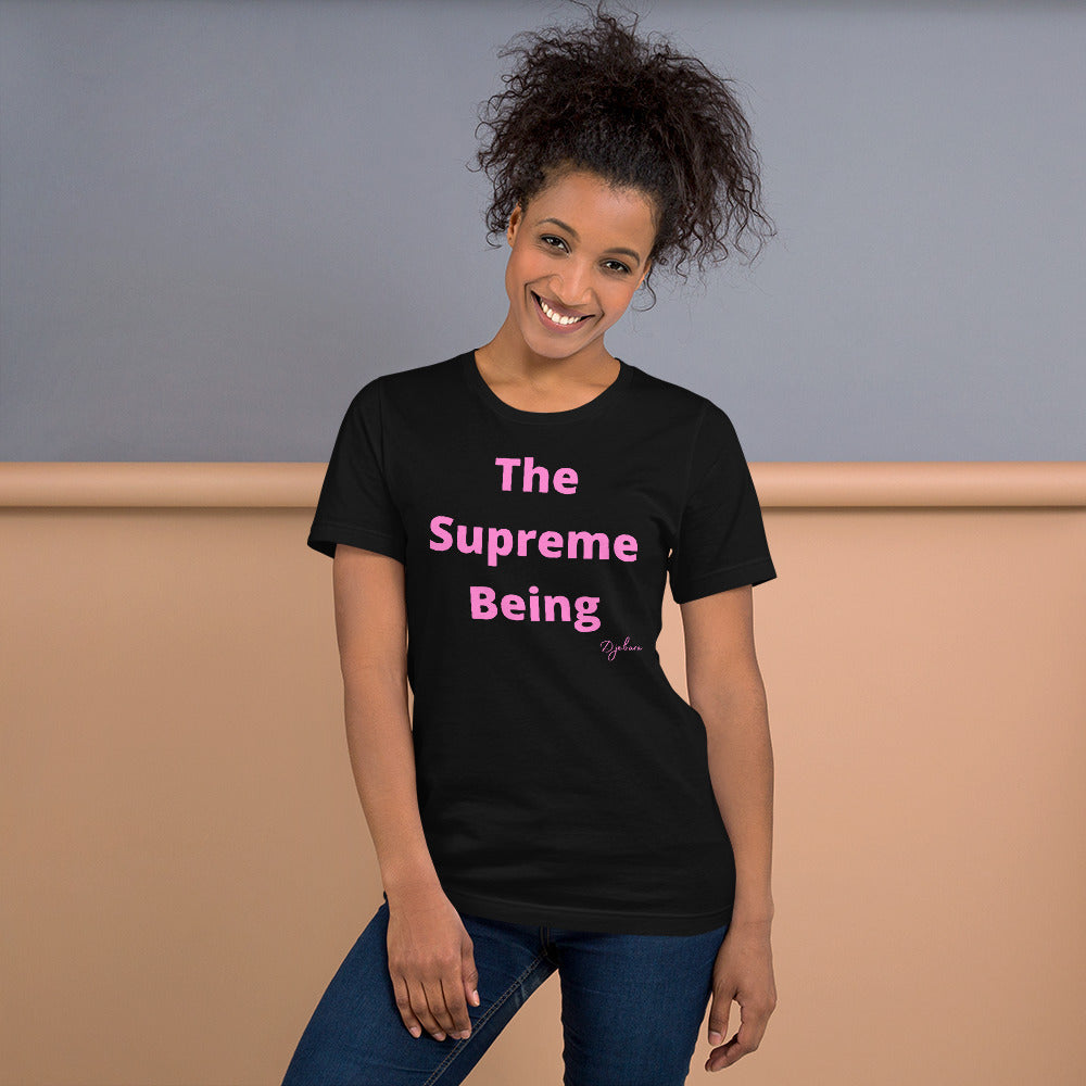Black Bella Canvas The Supreme Being Short Sleeve Unisex T-Shirt (Pink) S-4XL